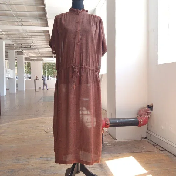 Brown and black sheer graphic Italian dress - Picture 5 of 11